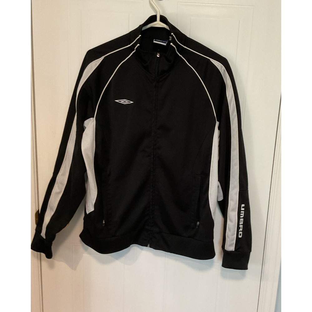 Umbro Track Jacket Mens L Black Excellent Full Zip Mesh Panels Soccer Sportswear